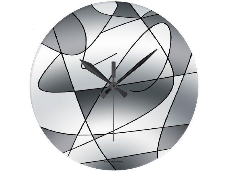 Wall Clocks-ABSTRACT CURVES #2 Round Wall Clocks-Grays-from COLORADDICTED.COM-