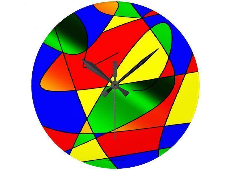 Wall Clocks-ABSTRACT CURVES #2 Round Wall Clocks-Multicolor Bright-from COLORADDICTED.COM-
