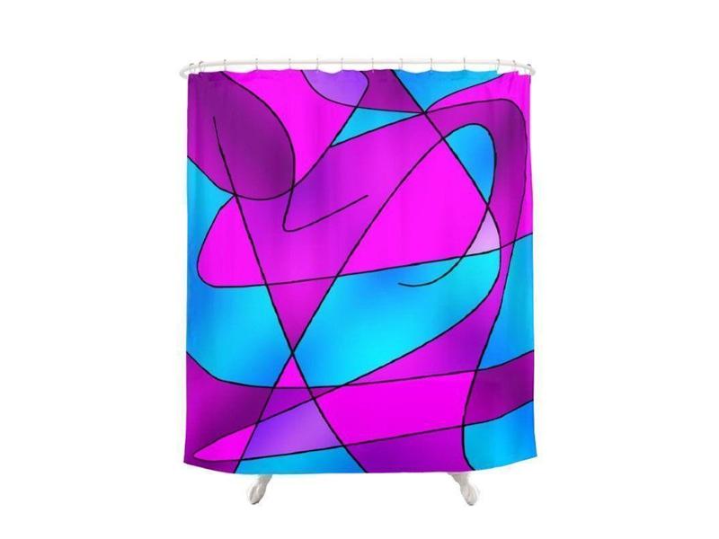 Shower Curtains-ABSTRACT CURVES #2 Shower Curtains-Purples, Violets, Fuchsias &amp; Turquoises-from COLORADDICTED.COM-