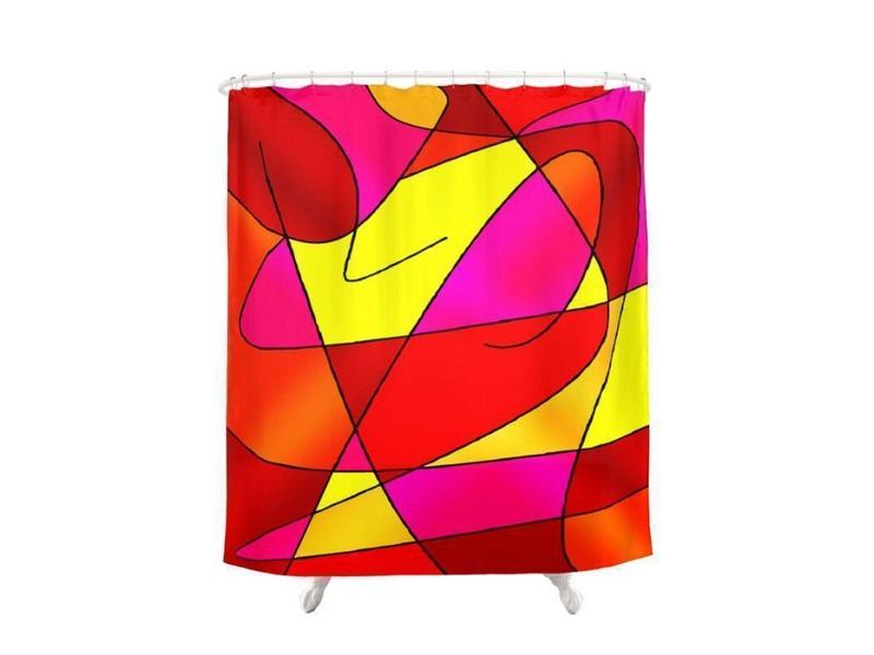 Shower Curtains-ABSTRACT CURVES #2 Shower Curtains-Reds, Oranges, Yellows & Fuchsias-from COLORADDICTED.COM-