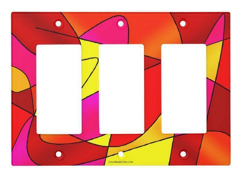 Light Switch Covers-ABSTRACT CURVES #2 Single, Double &amp; Triple-Rocker Light Switch Covers-Reds &amp; Oranges &amp; Yellows &amp; Fuchsias-from COLORADDICTED.COM-
