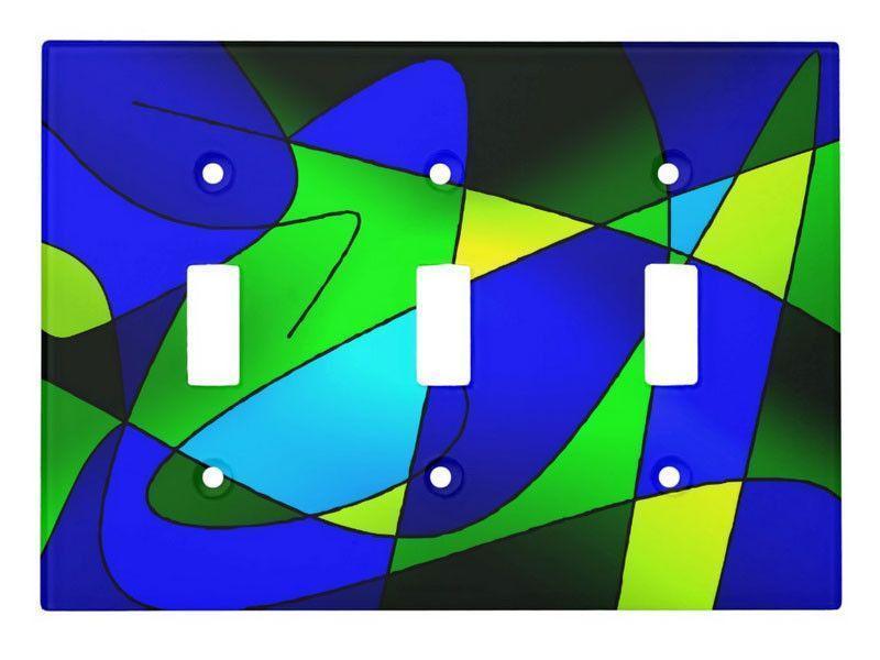 Light Switch Covers-ABSTRACT CURVES #2 Single, Double &amp; Triple-Toggle Light Switch Covers-Blues &amp; Greens-from COLORADDICTED.COM-