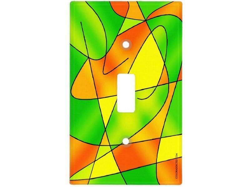 Light Switch Covers-ABSTRACT CURVES #2 Single, Double &amp; Triple-Toggle Light Switch Covers-Greens &amp; Oranges &amp; Yellows-from COLORADDICTED.COM-