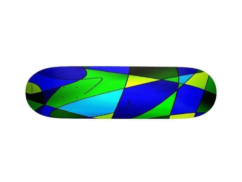 Skateboard Decks-ABSTRACT CURVES #2 Skateboard Decks-Blues &amp; Greens-from COLORADDICTED.COM-