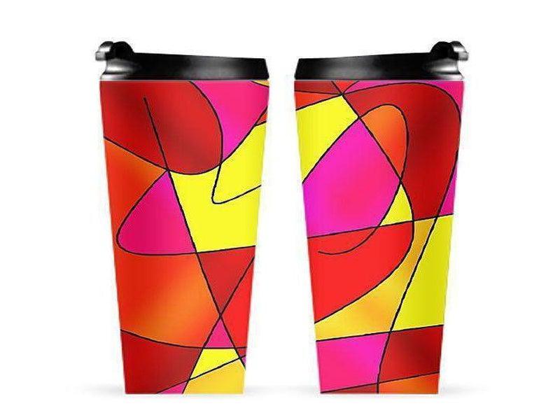 Travel Mugs-ABSTRACT CURVES #2 Travel Mugs-Reds & Oranges & Yellows & Fuchsias-from COLORADDICTED.COM-
