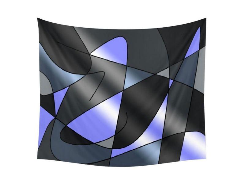 Wall Tapestries-ABSTRACT CURVES #2 Wall Tapestries-Grays &amp; Light Blues-from COLORADDICTED.COM-