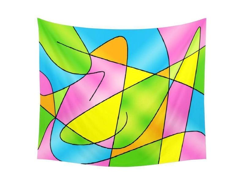 Wall Tapestries-ABSTRACT CURVES #2 Wall Tapestries-Multicolor Light-from COLORADDICTED.COM-