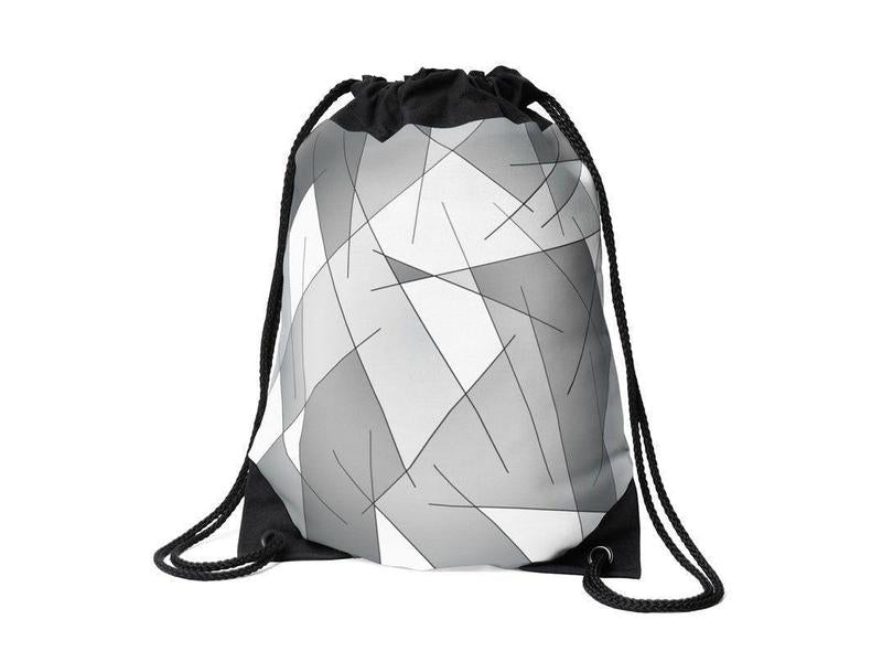 Drawstring Bags-ABSTRACT LINES #1 Drawstring Bags-Grays &amp; White-from COLORADDICTED.COM-