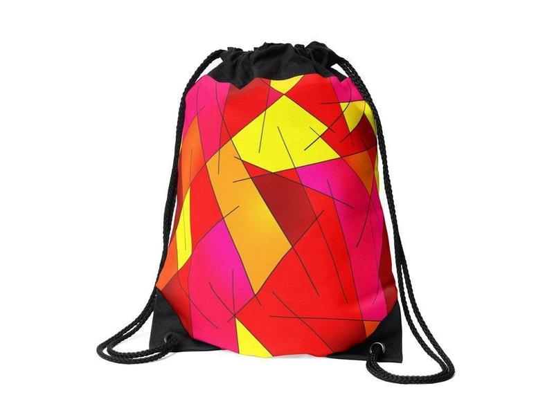 Drawstring Bags-ABSTRACT LINES #1 Drawstring Bags-Reds &amp; Oranges &amp; Yellows &amp; Fuchsias-from COLORADDICTED.COM-