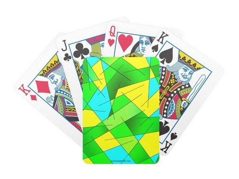 Playing Cards-ABSTRACT LINES #1 Premium Bicycle® Playing Cards-Greens &amp; Yellows &amp; Light Blues-from COLORADDICTED.COM-