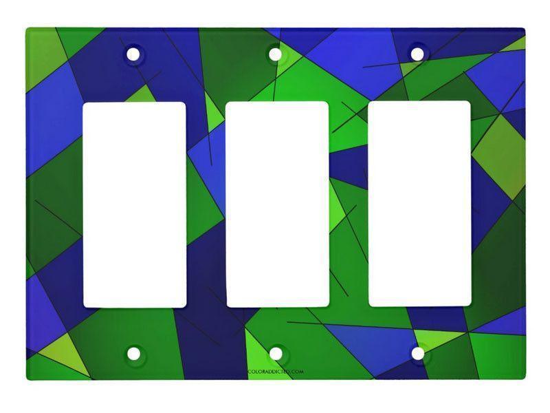 Light Switch Covers-ABSTRACT LINES #1 Single, Double &amp; Triple-Rocker Light Switch Covers-Blues &amp; Greens-from COLORADDICTED.COM-