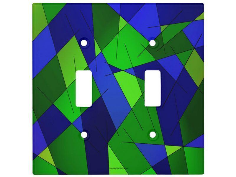 Light Switch Covers-ABSTRACT LINES #1 Single, Double &amp; Triple-Toggle Light Switch Covers-Blues &amp; Greens-from COLORADDICTED.COM-