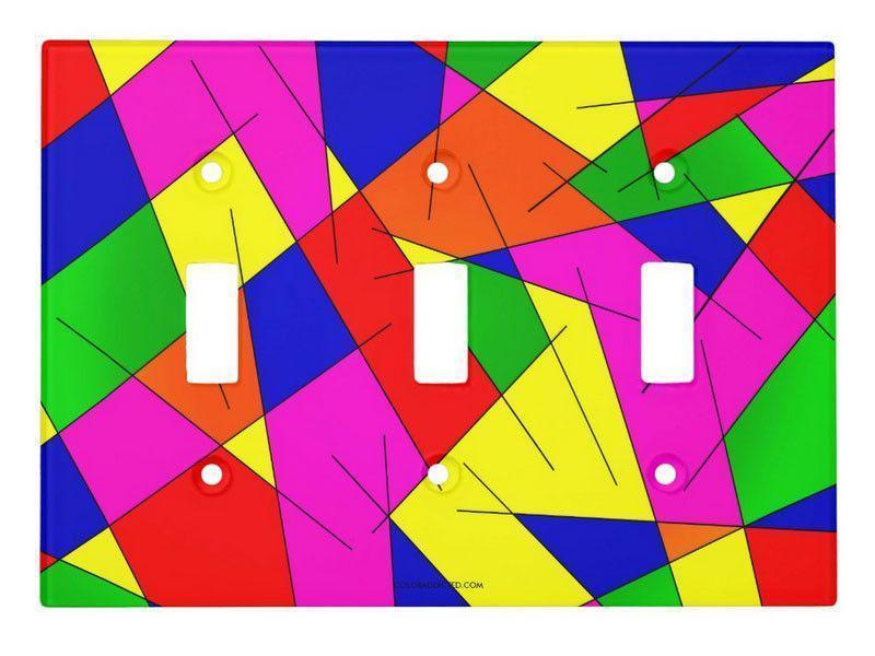 Light Switch Covers-ABSTRACT LINES #1 Single, Double &amp; Triple-Toggle Light Switch Covers-Multicolor Bright-from COLORADDICTED.COM-
