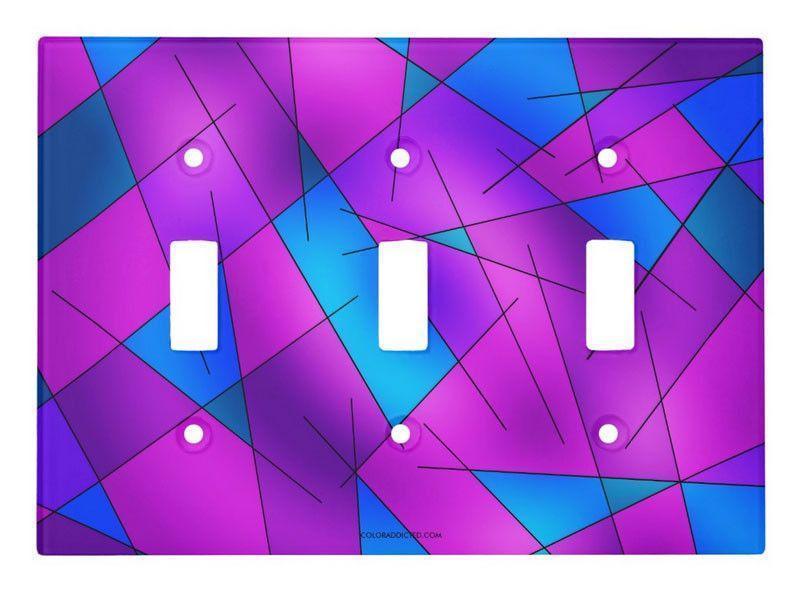 Light Switch Covers-ABSTRACT LINES #1 Single, Double &amp; Triple-Toggle Light Switch Covers-Purples &amp; Violets &amp; Fuchsias &amp; Turquoises-from COLORADDICTED.COM-