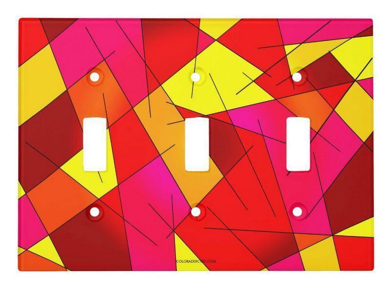 Light Switch Covers-ABSTRACT LINES #1 Single, Double &amp; Triple-Toggle Light Switch Covers-Reds &amp; Oranges &amp; Yellows &amp; Fuchsias-from COLORADDICTED.COM-