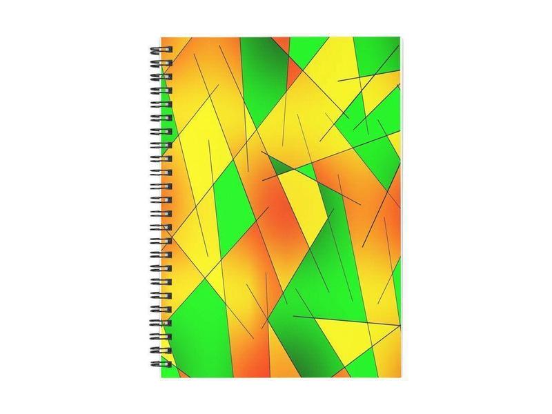 Spiral Notebooks-ABSTRACT LINES #1 Spiral Notebooks-Greens &amp; Oranges &amp; Yellows-from COLORADDICTED.COM-