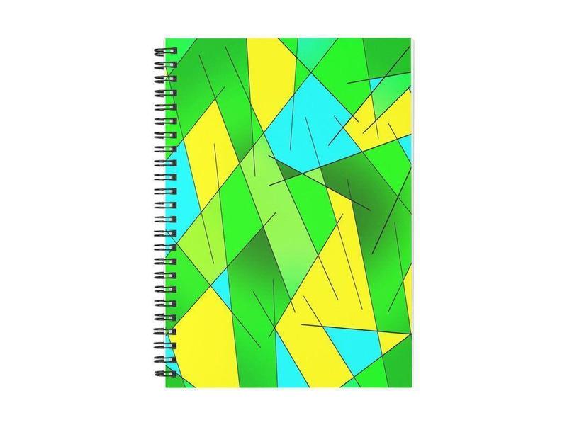 Spiral Notebooks-ABSTRACT LINES #1 Spiral Notebooks-Greens &amp; Yellows &amp; Light Blues-from COLORADDICTED.COM-