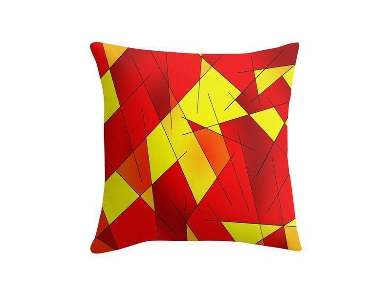 Throw Pillows &amp; Throw Pillow Cases-ABSTRACT LINES #1 Throw Pillows &amp; Throw Pillow Cases-Reds &amp; Oranges &amp; Yellows-from COLORADDICTED.COM-