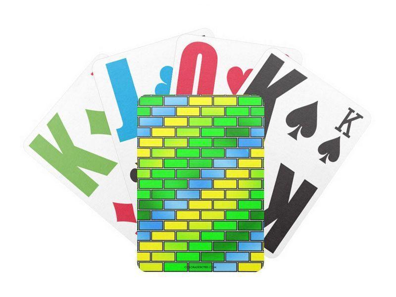 Playing Cards-BRICK WALL #2 Premium Bicycle® E-Z See® LoVision® Playing Cards for visually impaired players-Greens & Yellows & Light Blues-from COLORADDICTED.COM-