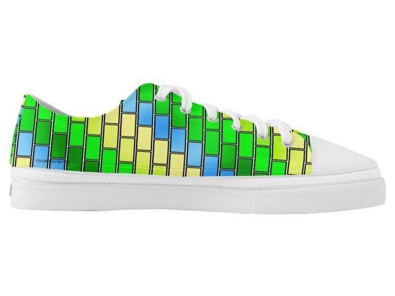 ZipZ Low-Top Sneakers-BRICK WALL #2 ZipZ Low-Top Sneakers-Greens & Yellows & Light Blues-from COLORADDICTED.COM-