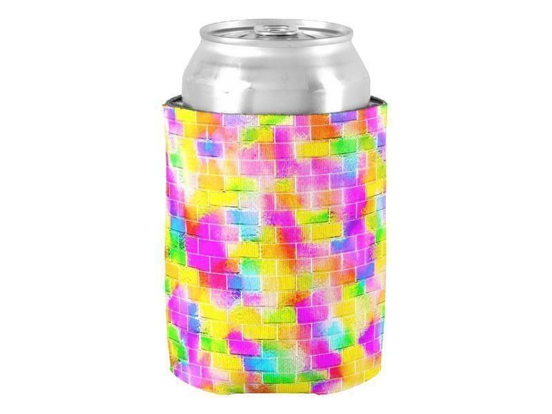 Can Cooler Sleeves – Can Koozies-BRICK WALL SMUDGED Bottle & Can Cooler Sleeves – Bottle & Can Koozies-Multicolor Light-from COLORADDICTED.COM-