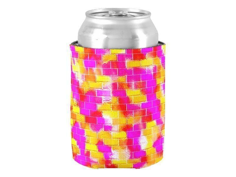 Can Cooler Sleeves – Can Koozies-BRICK WALL SMUDGED Bottle &amp; Can Cooler Sleeves – Bottle &amp; Can Koozies-Reds &amp; Oranges &amp; Yellows &amp; Fuchsias-from COLORADDICTED.COM-