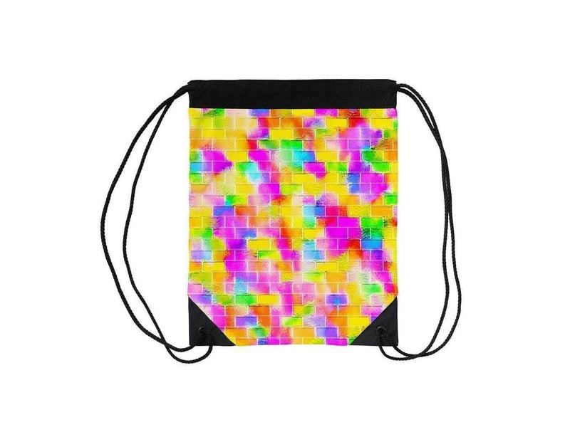 Drawstring Bags-BRICK WALL SMUDGED Drawstring Bags-Multicolor Light-from COLORADDICTED.COM-