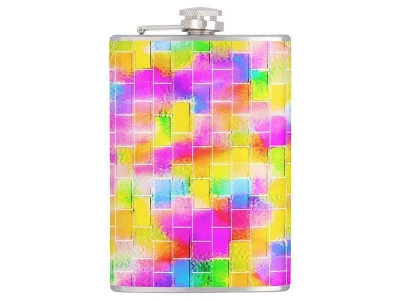 Hip Flasks-BRICK WALL SMUDGED Hip Flasks-Multicolor Light-from COLORADDICTED.COM-