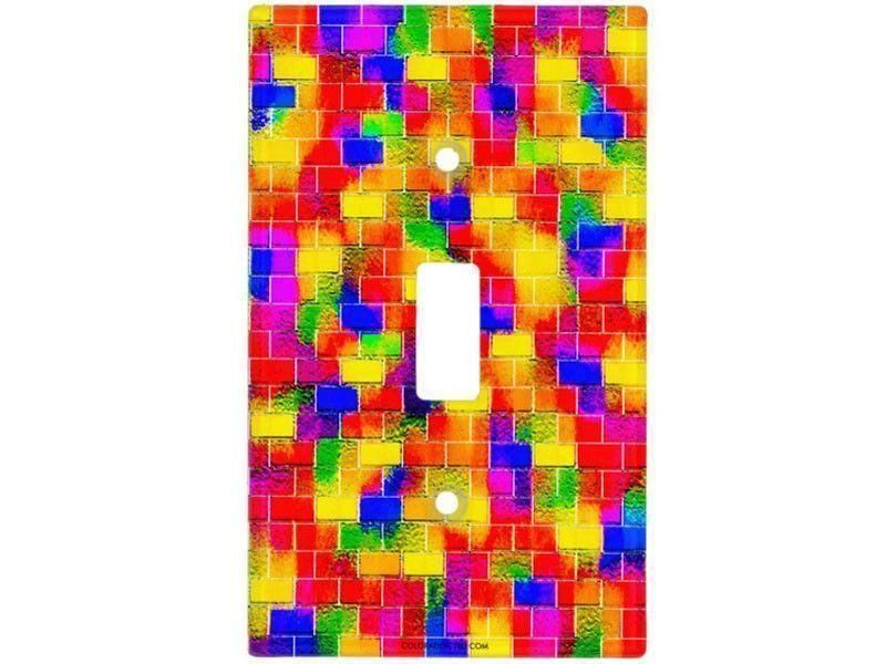 Light Switch Covers-BRICK WALL SMUDGED Single, Double &amp; Triple-Toggle Light Switch Covers-Multicolor Bright-from COLORADDICTED.COM-