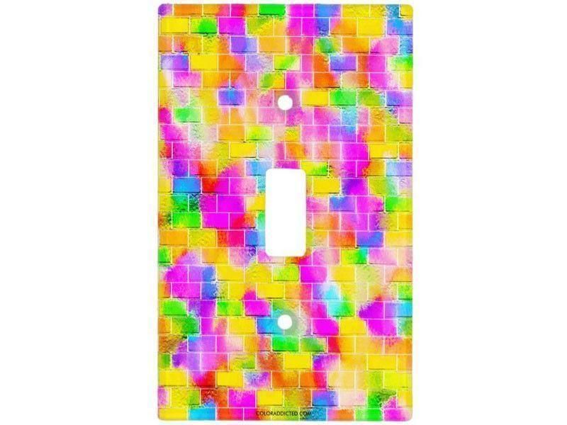Light Switch Covers-BRICK WALL SMUDGED Single, Double &amp; Triple-Toggle Light Switch Covers-Multicolor Light-from COLORADDICTED.COM-