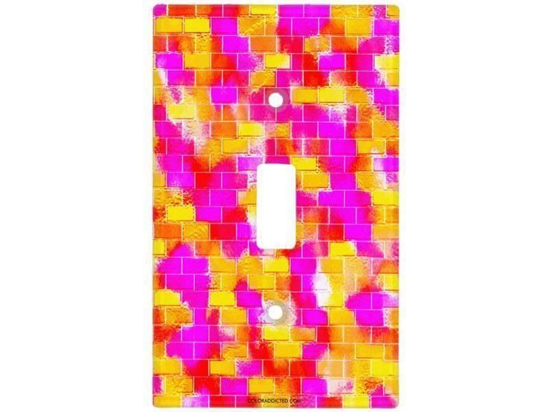 Light Switch Covers-BRICK WALL SMUDGED Single, Double &amp; Triple-Toggle Light Switch Covers-Reds &amp; Oranges &amp; Yellows &amp; Fuchsias-from COLORADDICTED.COM-