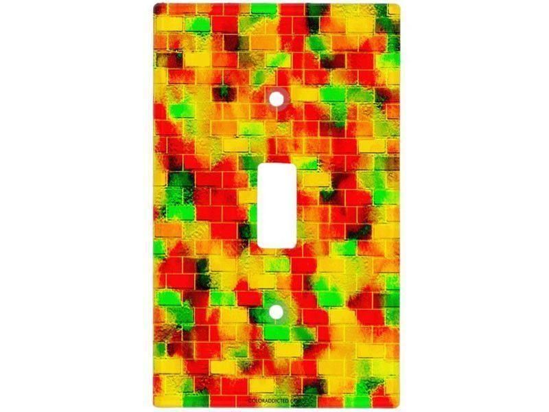 Light Switch Covers-BRICK WALL SMUDGED Single, Double &amp; Triple-Toggle Light Switch Covers-Reds &amp; Oranges &amp; Yellows &amp; Greens-from COLORADDICTED.COM-