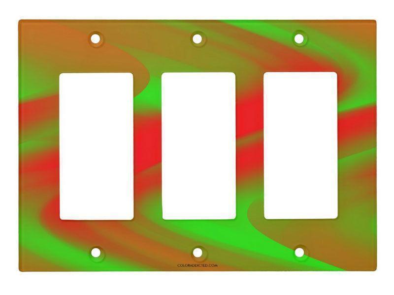 Light Switch Covers-DREAM PATH Single, Double &amp; Triple-Rocker Light Switch Covers-Greens &amp; Reds-from COLORADDICTED.COM-
