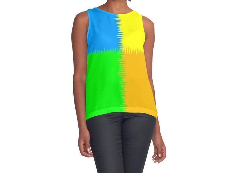 Contrast Tanks-QUARTERS Contrast Tanks-Orange &amp; Blue &amp; Green &amp; Yellow-from COLORADDICTED.COM-