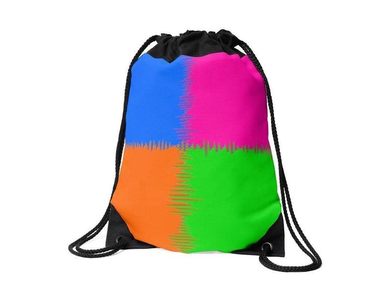 Drawstring Bags-QUARTERS Drawstring Bags-Orange &amp; Fuchsia &amp; Blue &amp; Green-from COLORADDICTED.COM-
