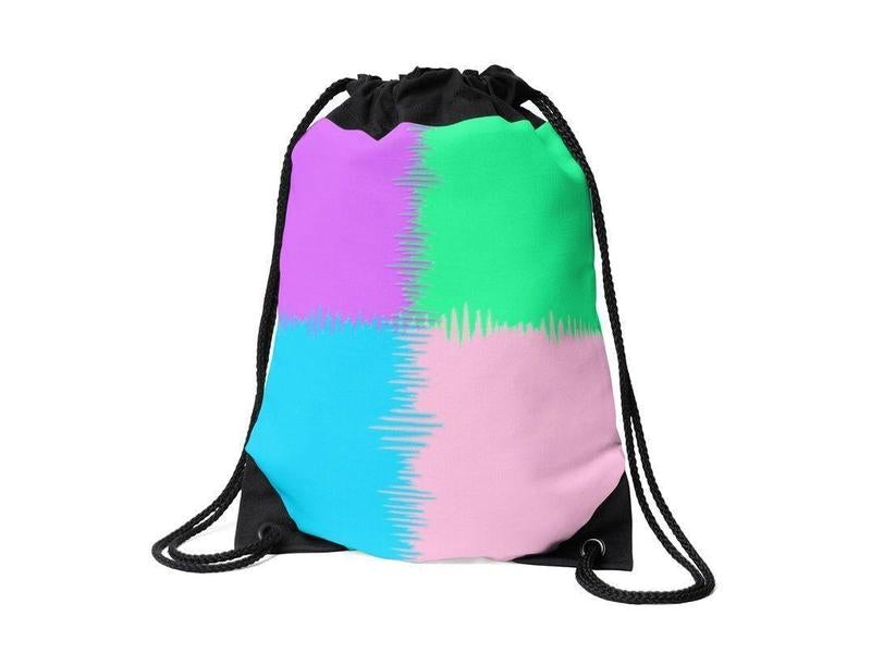Drawstring Bags-QUARTERS Drawstring Bags-Pink &amp; Light Blue &amp; Light Green &amp; Light Purple-from COLORADDICTED.COM-