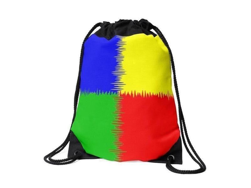 Drawstring Bags-QUARTERS Drawstring Bags-Red &amp; Blue &amp; Green &amp; Yellow-from COLORADDICTED.COM-