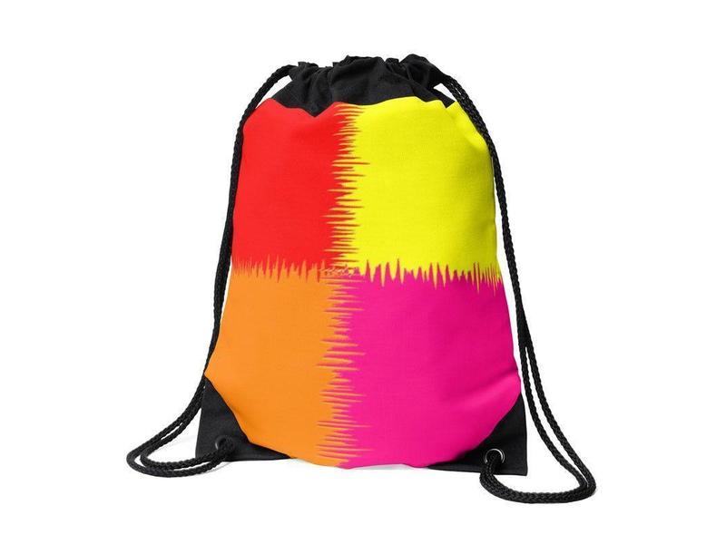 Drawstring Bags-QUARTERS Drawstring Bags-Red &amp; Orange &amp; Fuchsia &amp; Yellow-from COLORADDICTED.COM-