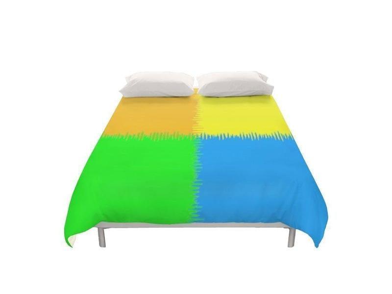 Duvet Covers-QUARTERS Duvet Covers-Orange &amp; Blue &amp; Green &amp; Yellow-from COLORADDICTED.COM-
