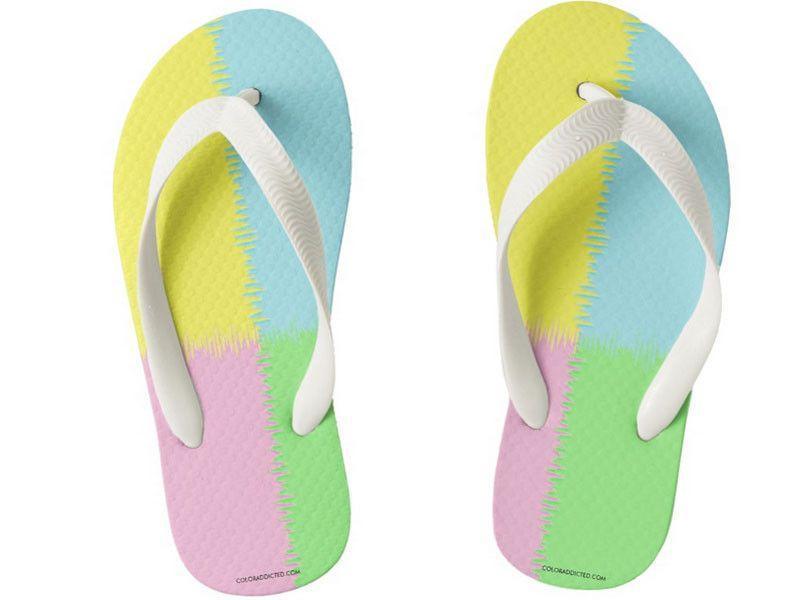 Kids Flip Flops-QUARTERS Kids Flip Flops-Pink & Light Blue & Light Green & Light Yellow-from COLORADDICTED.COM-
