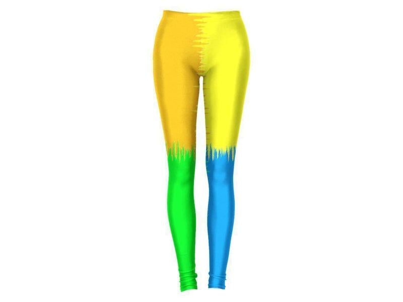 Leggings-QUARTERS Leggings-Orange &amp; Blue &amp; Green &amp; Yellow-from COLORADDICTED.COM-