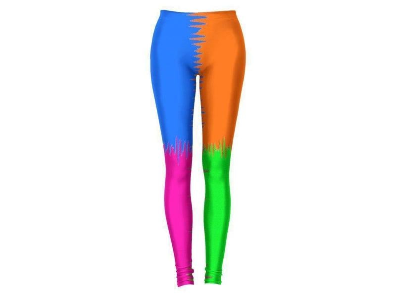 Leggings-QUARTERS Leggings-Orange &amp; Fuchsia &amp; Blue &amp; Green-from COLORADDICTED.COM-