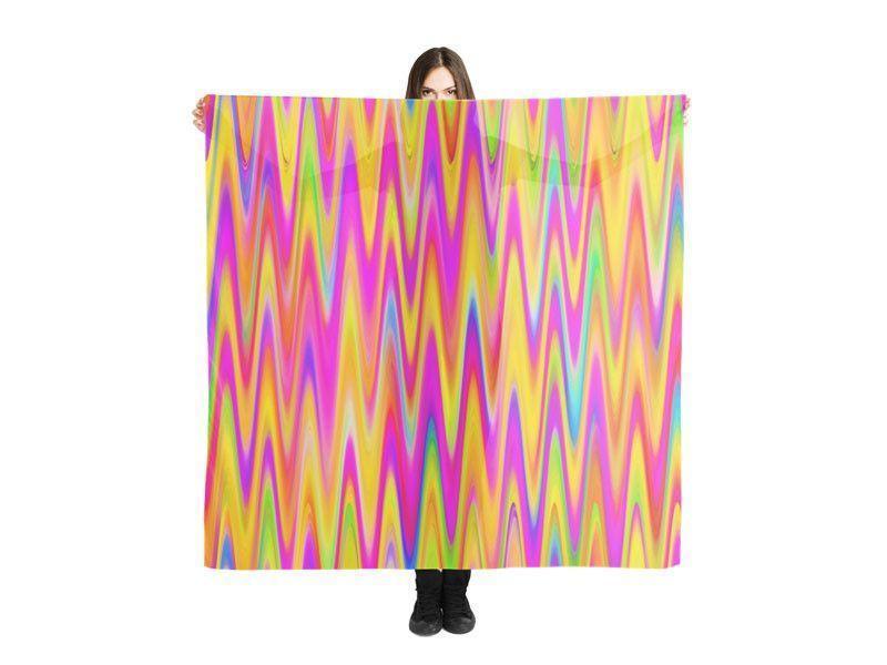 Large Square Scarves & Shawls-WAVY #1 Large Square Scarves & Shawls-Multicolor Light-from COLORADDICTED.COM-