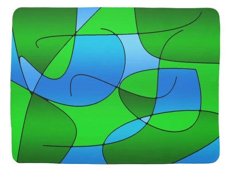 Baby Blankets-ABSTRACT CURVES #1 Baby Blankets-Greens &amp; Light Blues-from COLORADDICTED.COM-