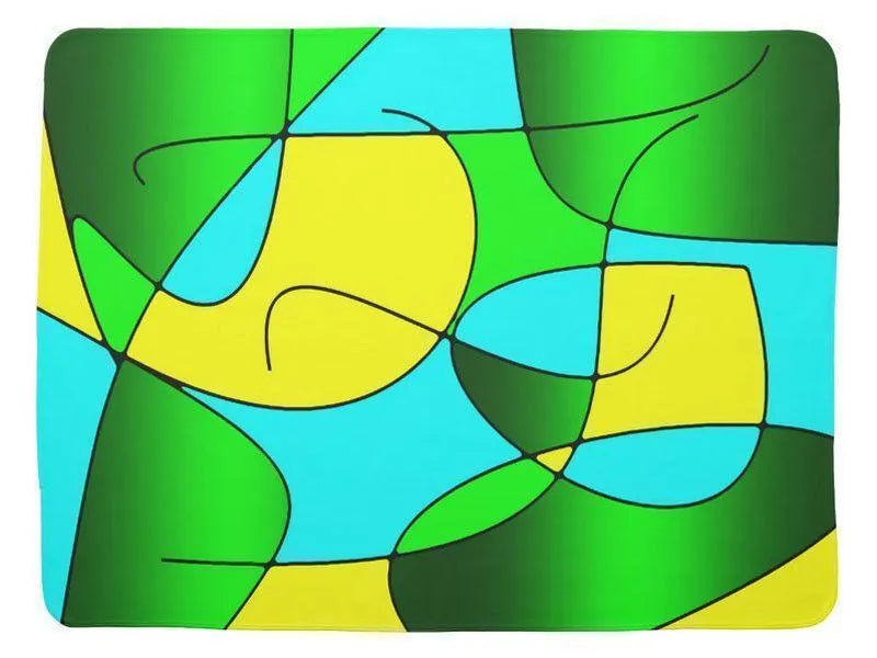 Baby Blankets-ABSTRACT CURVES #1 Baby Blankets-Greens, Yellows &amp; Light Blues-from COLORADDICTED.COM-