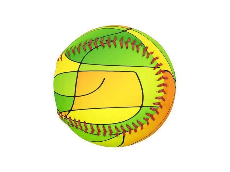 Baseballs-ABSTRACT CURVES #1 Baseballs-Greens &amp; Oranges &amp; Yellows-from COLORADDICTED.COM-