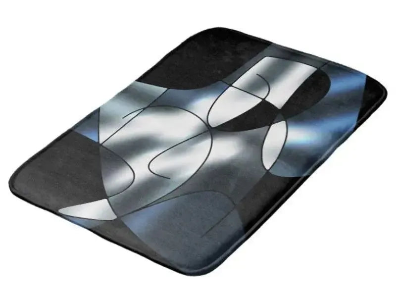 Bath Mats-ABSTRACT CURVES #1 Bath Mats-Black & Grays & White-from COLORADDICTED.COM-