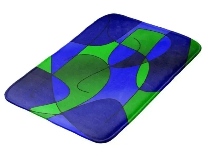 Bath Mats-ABSTRACT CURVES #1 Bath Mats-Blues & Greens-from COLORADDICTED.COM-