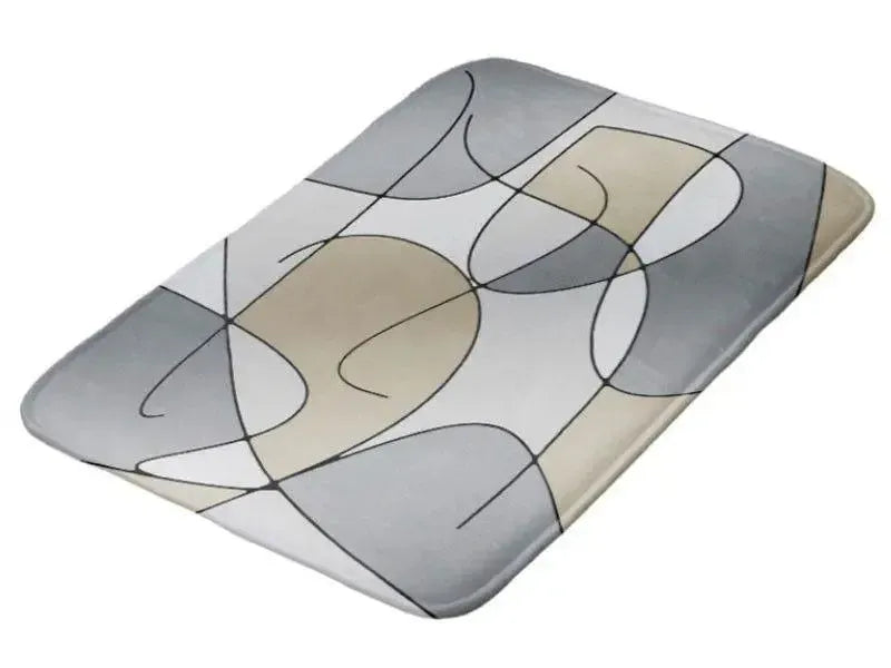 Bath Mats-ABSTRACT CURVES #1 Bath Mats-Grays & Beiges-from COLORADDICTED.COM-