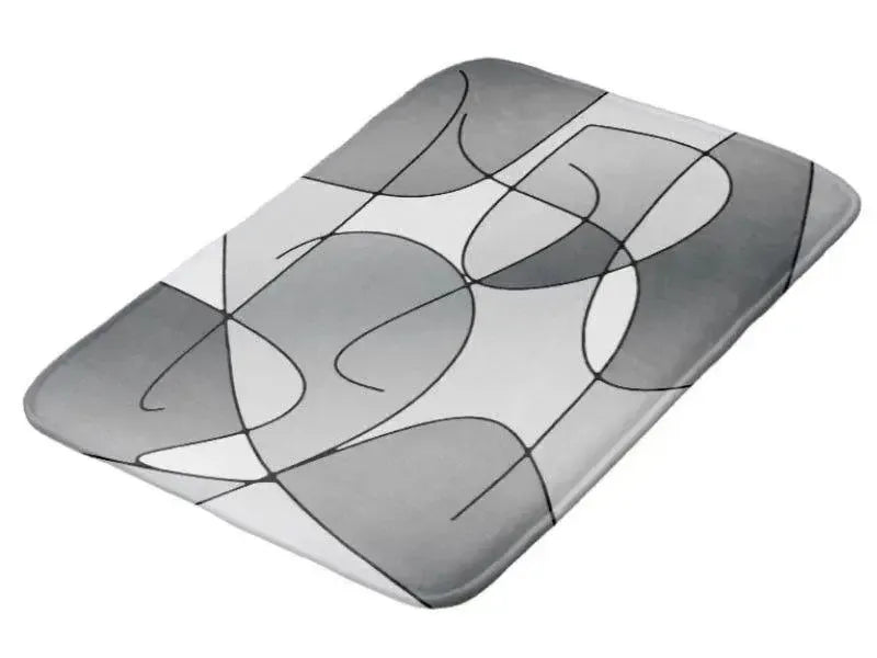 Bath Mats-ABSTRACT CURVES #1 Bath Mats-Grays & White-from COLORADDICTED.COM-